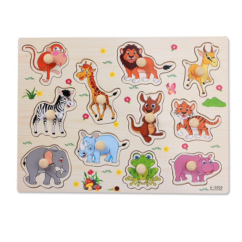 Puzzles de Madera Montessori Tableros de Agarre Manual Número Alfabeto Forma Animales Emparejamiento Bebé Rompecabezas de Madera Juegos Juguetes para Niños de 1 a 2 Años