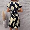 V-Neck Short Sleeve Abstract Print Shift Dress – Boho Chic Summer Dress for Beach, Vacation & Casual Outings