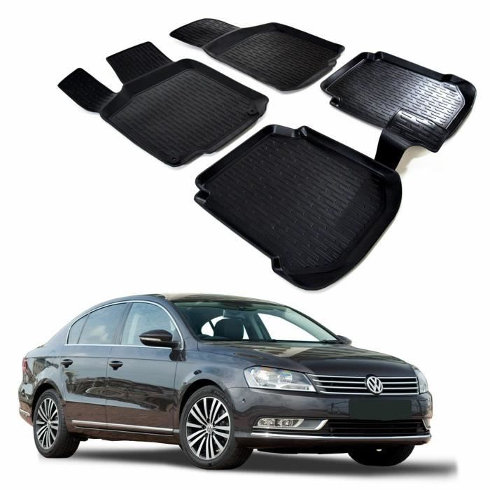 Tapis De Sol 3D - SCOUTT - Volkswagen PASSAT B7 - Caoutchouc Premium - Noir - Sur Mesure