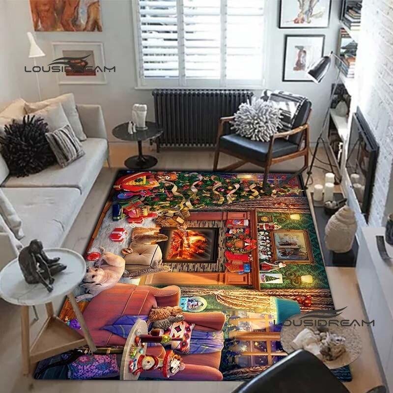 Weihnachts-Weihnachtsmann-Teppiche und Vorleger, Winter-Schnee-Teppich, Bodenmatte, Wohnzimmer, Schlafzimmer, großer Bereich, weicher Teppich, Kinderzimmer-Teppich