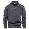 Fashion Mens Casual Pullover Jacquard Sweatshirt Polar Fleece Stand Collar Hoodie Warm Winter Knit Top Men Clothing