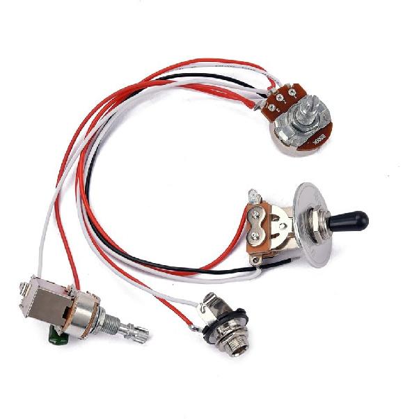 Alnicov Electric Guitar Wiring Harness Prewired Kit 3 Way Toggle Switch 1 Volume 1 Tone 500K Potentiometer Jack for Electric Guitar