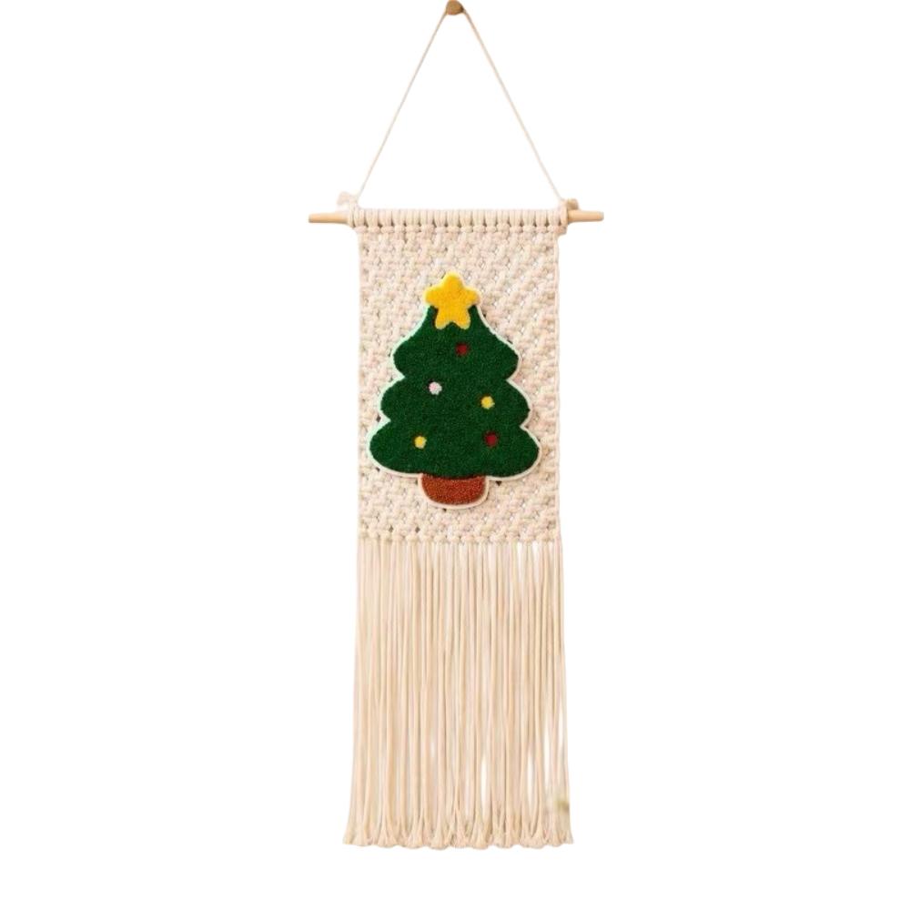 Santa Claus Christmas Tree Tapestry Bohemian Style Cotton Rope Tapestry Living Room