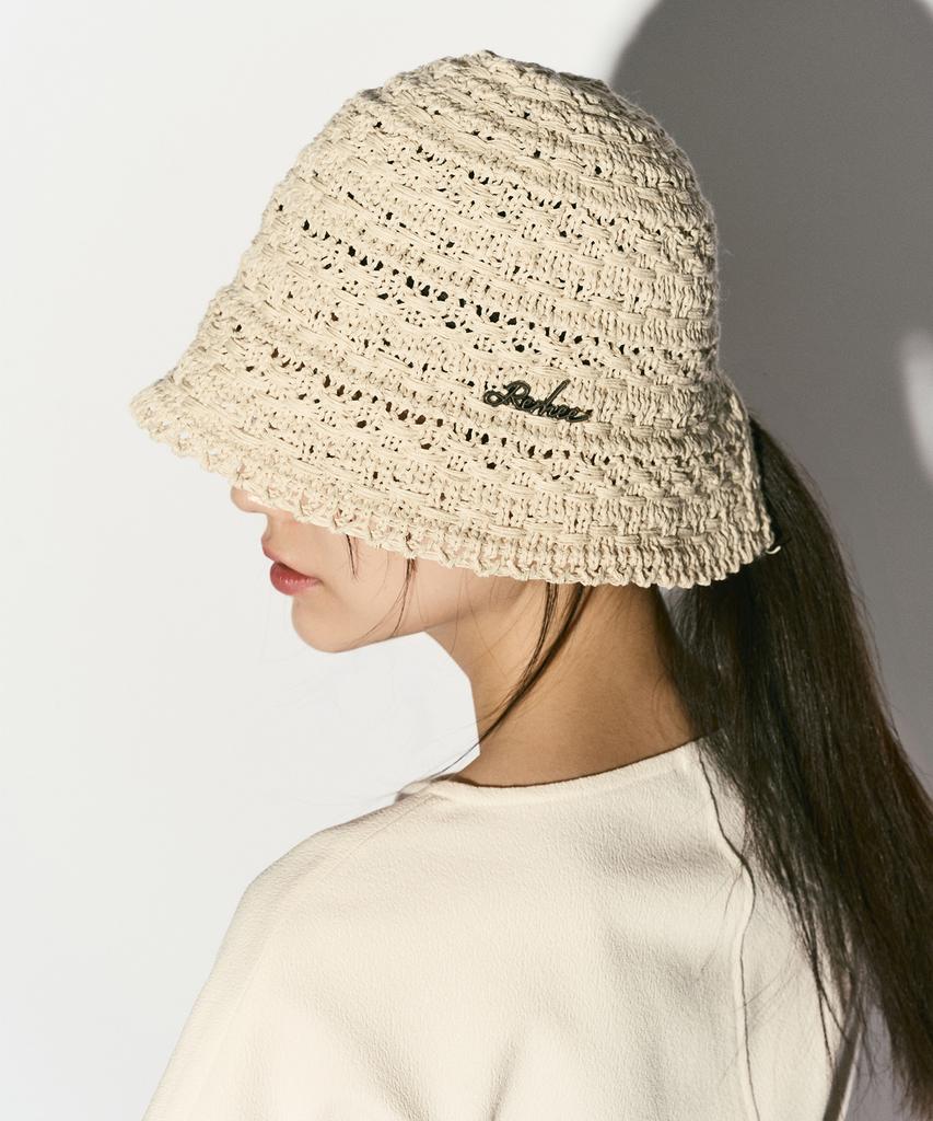 RE RHEE Crochet Bucket Hat Oatmeal