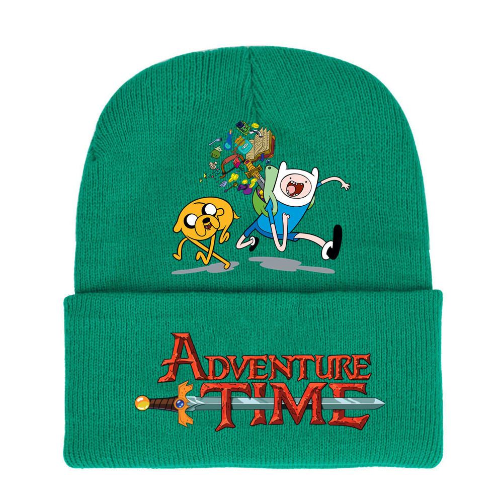 Adventure Time Cartoon Print Acrylic Knit Hat Winter Warm Unisex Beanie For Adults Teens
