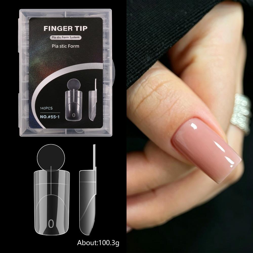 140PCS Matte Surface French Nail Dual Forms Thin Acrylic Nail Tips French Manicure Tool