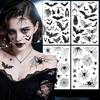 Long Lasting Temporary Tattoos for Party 4Pcs Halloween Spider Bat Tattoo Stickers, 3D Realistic Body Art Creative Costume Props Party, Waterproof