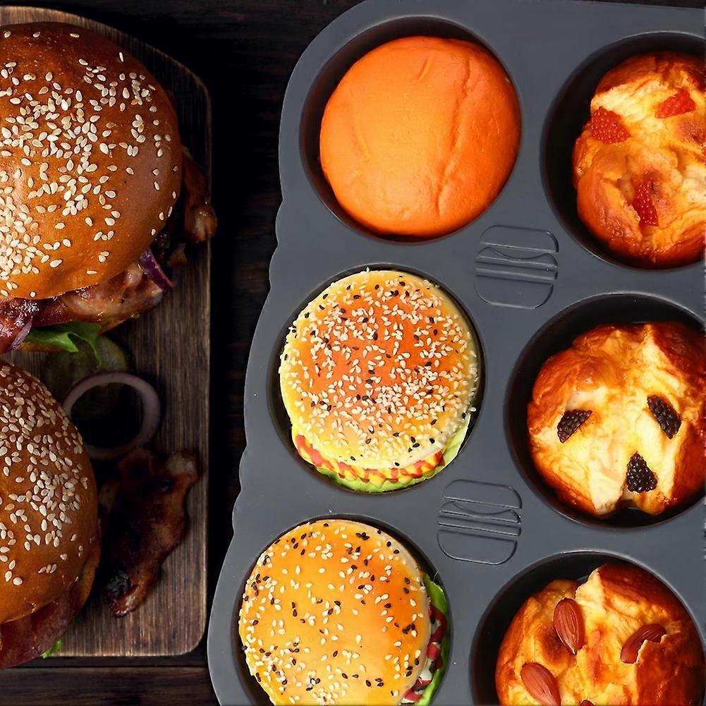 Silicone French Bread Pan and Hamburger Bun Pan Set with Spatula Nonstick 9 Cup Baking Tray 6 Cup Hamburger Bun Mold