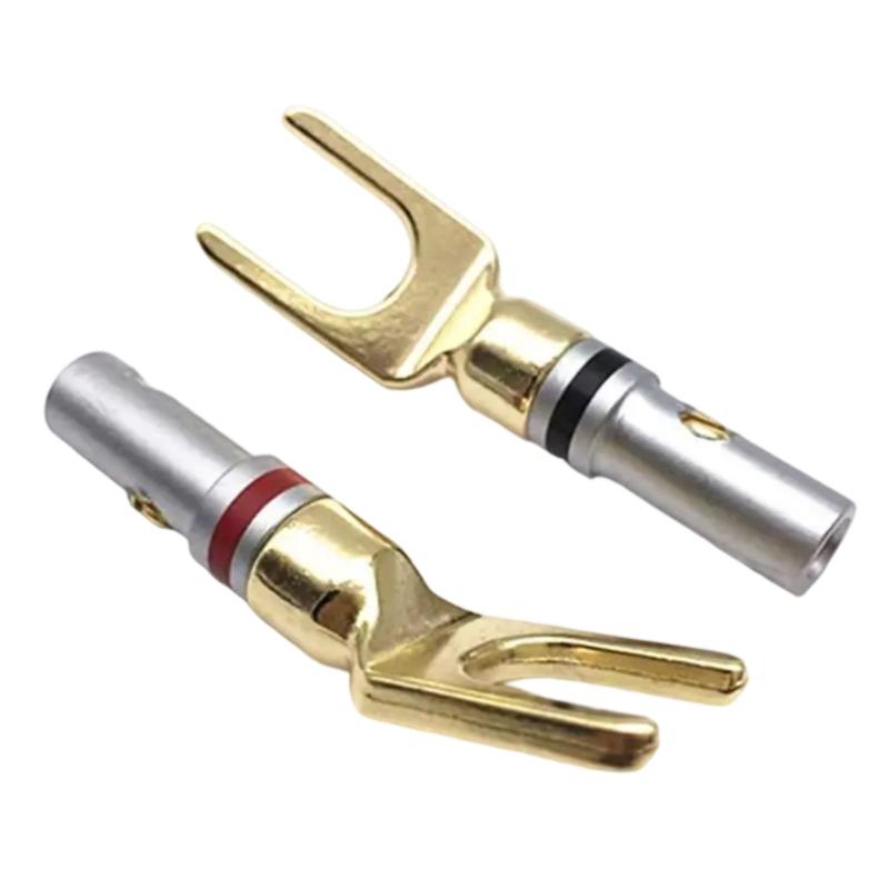 

2PCS Gold Plated 4mm Banana Plug Speaker Connector Y Spade Speaker Plug Enhances Sound Stability 1