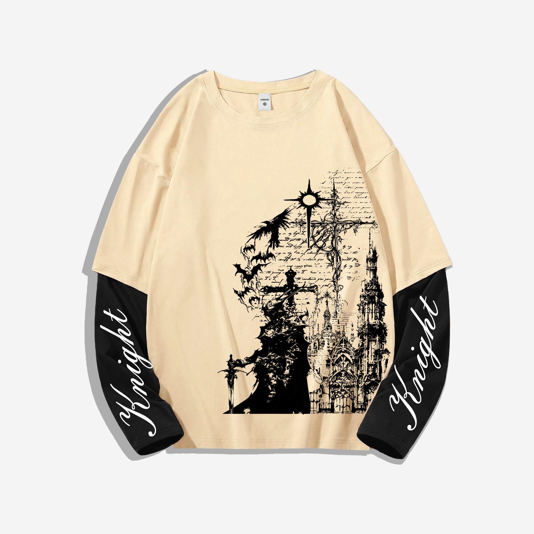 

Men s high-street hip-hop dark-style printed T-shirt, featuring a trendy, casual look perfect for everyday wear—ideal for street fashion enthusiasts L бежевый