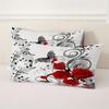 3pcs White Bedding Set Musical Score Red Rose Print Cozy Duvet Cover Set King Queen Twin Single Size Birthday Gift Bedroom Decor