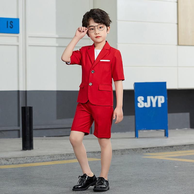 Completo Estivo Casual Blazer & T-Shirt per Bambini - Outfit Monocolore a Maniche Corte per Piccoli Fiori