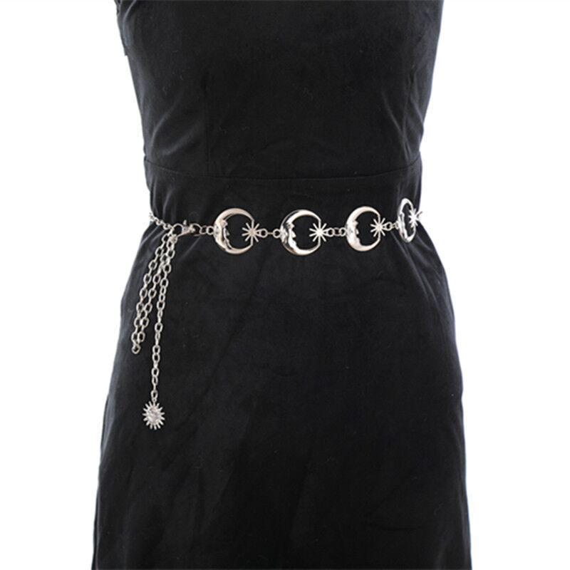 Elegant Women’s Metal Heart & Moon Waist Chain for Autumn/Winter Sweaters