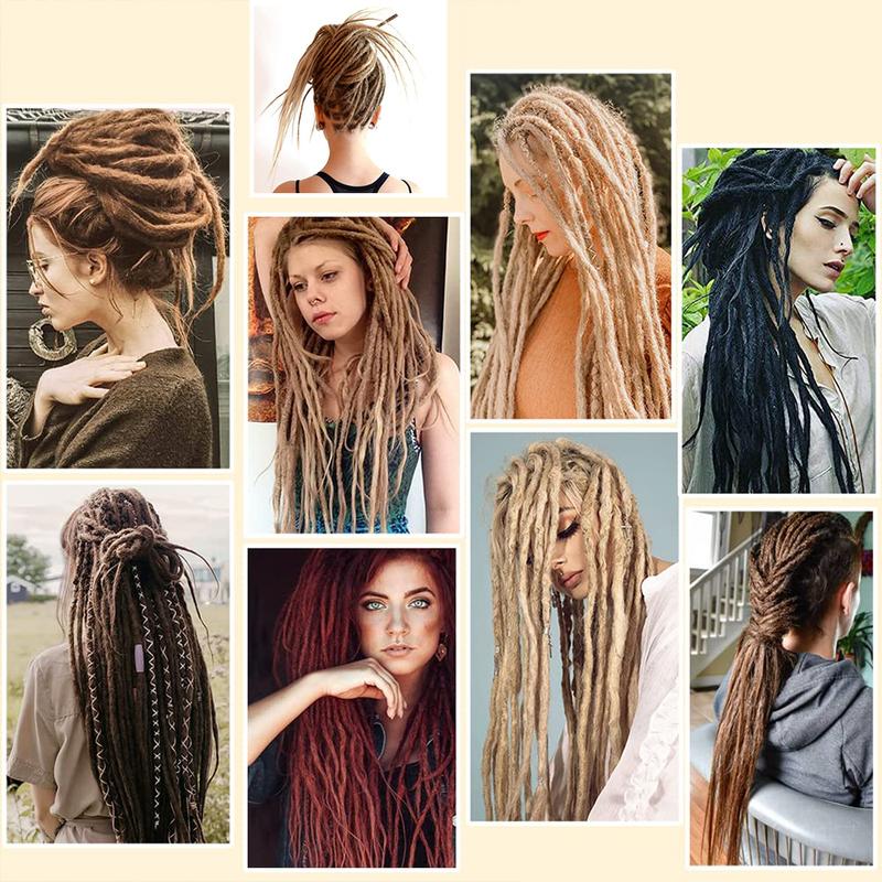 24 Inch DreadLock Extensions Handmade Thin And Soft Reggae Hip-Hop Style Synthetic DreadLock Extensions Crochet Hair for Women