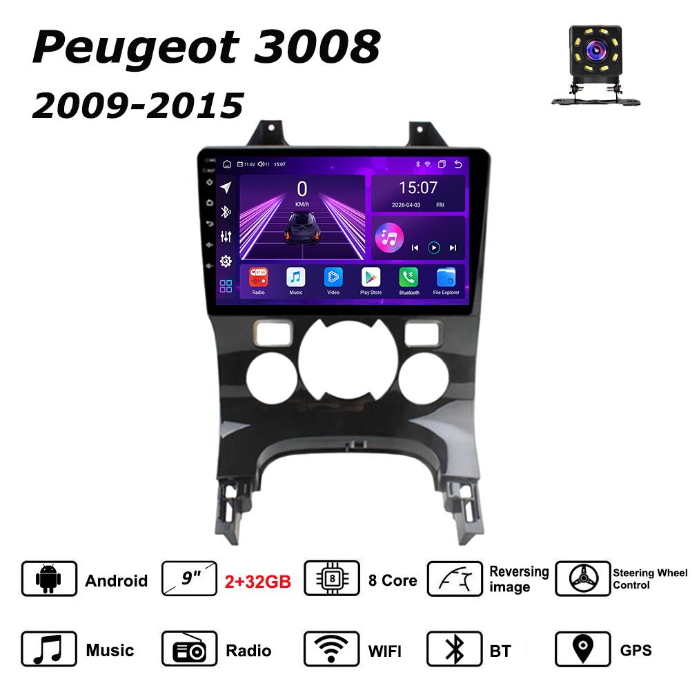Android Car-Play Car Radio For Peugeot 3008 2009-2015 Multimedia Player Head Unit Stereo GPS Navigation BT WIFI,8 CORE ,2+32GB