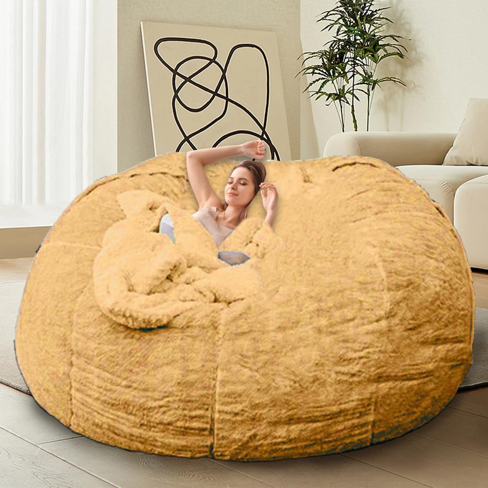 

Bean Bag Chairs Beanbag Chair Without Filler Adult Bean Bags with Fluffy & Machine Washable Cover, Giant Bean Bag Chairs for Aduts 5FT жовтий