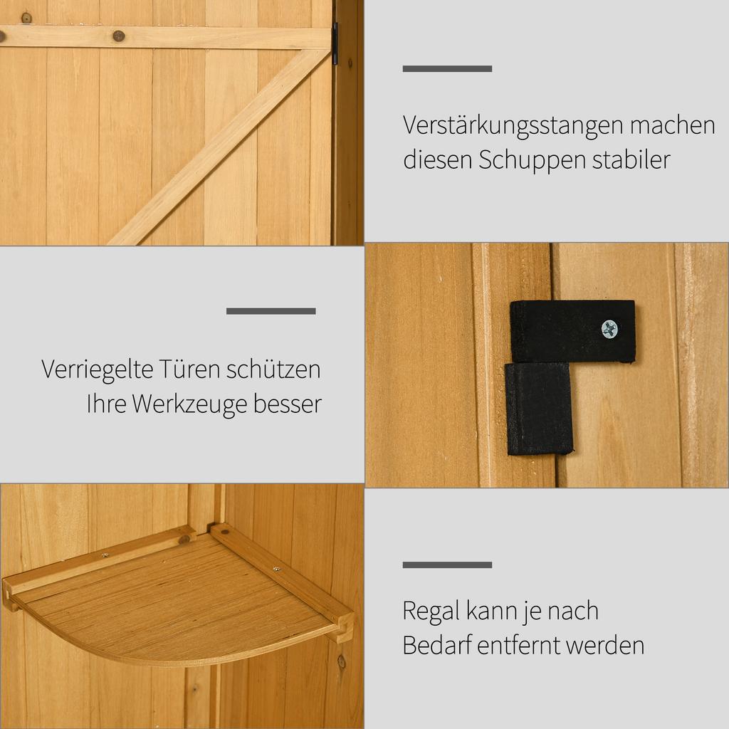 Capanno da Giardino Verticale Utilità 3 Ripiani Capanno Legno Esterno Unità di Stoccaggio Attrezzi da Giardino Armadietto di Stoccaggio, 77 x 54,2 x 179 cm - Marrone
