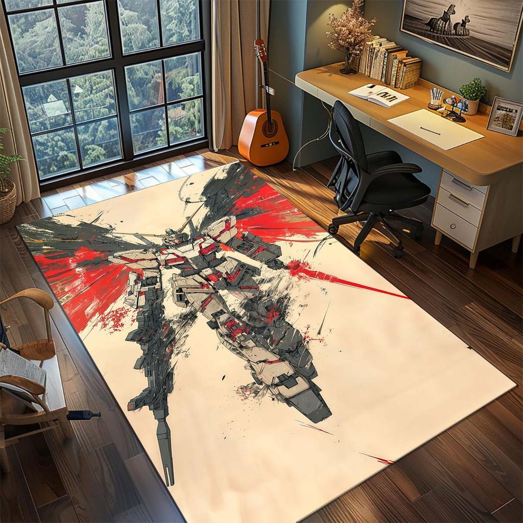 Tappeto Robot Mecha Anime Gundam Tappeto Grande Area Tappetino Pavimento Antiscivolo Lavabile Stanza Gamer Camera da Letto Decorazione Casa