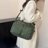 Multi-Pocket Corduroy Women Shoulder Bags Autumn Simple Solid Color Ladies Crossbody Bag Large Capacity College Handbags Tote