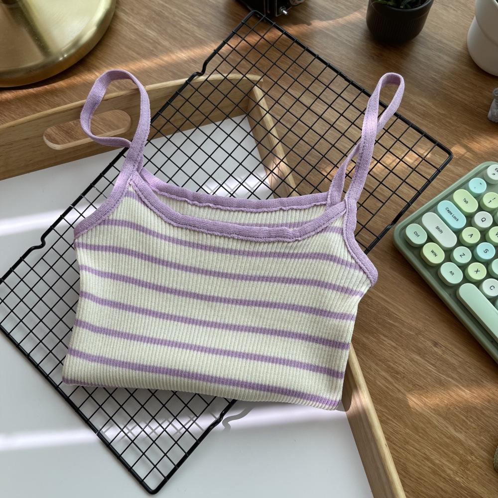 

Женская полосатая трикотажная кофточка: Сексуальное большое утягивающее летнее нижнее белье без рукавов One Size фиолетовый