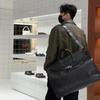 Cowhide Woven Large Bag, Silver Butterfly Buckle Portable Tote Bag, the Same Large-capacity Shoulder Messenger Bag for Men and Women