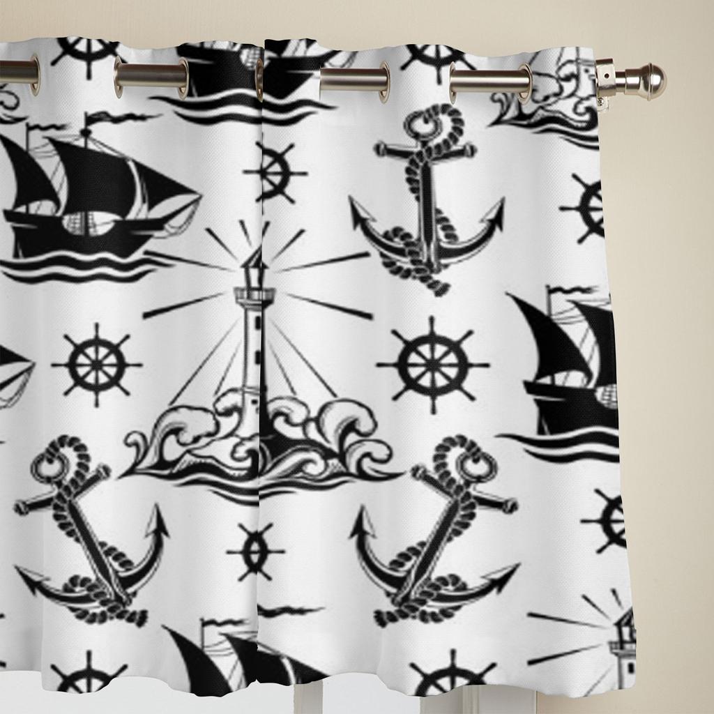 Lighthouse Ships and Anchors Luxury Window Curtain for Living Room Bedroom Home Decor Kitchen for Window Drapes