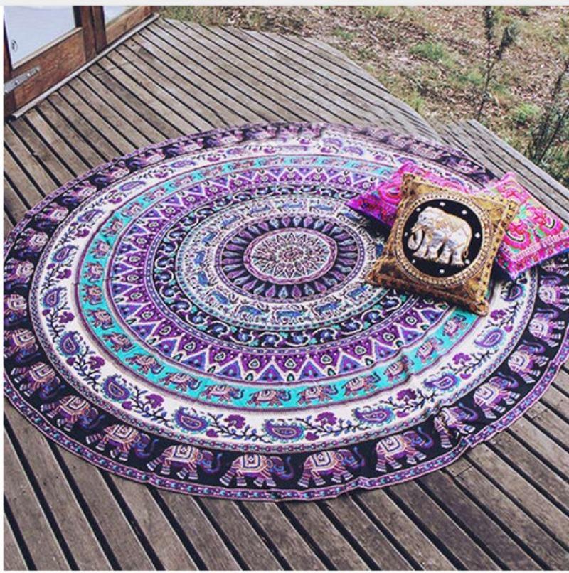 European and American Style Printed Crafts Circular Sunscreen Beach Towels Home Bathroom Quick Drying Absorbent Bath Towels