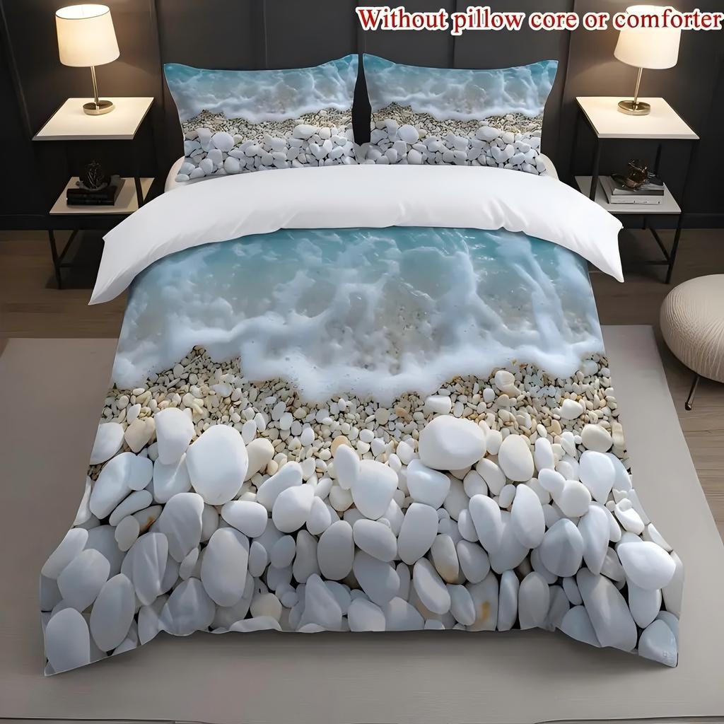 Coastal Beach Pattern 3D Printed Duvet Cover Summer Beach Hawaiian Tropical Style Quilt Cover Soft Comfortable Bedding Cover