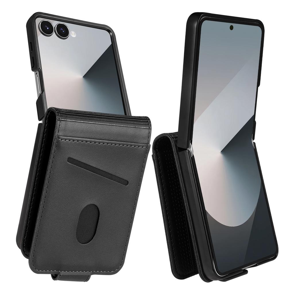 AZNS For Samsung Galaxy Z Flip7 5G Case Card Holder Cowhide Texture PC+PU Leather Phone Cover