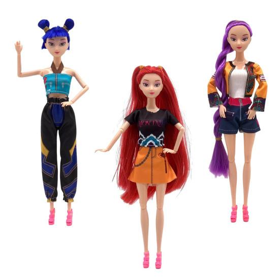 1/3Pcs 11-Inch Kpop Hunter Girl Doll Animated Movie Inspired Movable Joints Girl Action Figure Collectible Toy Decoration Ornament Fans Gift