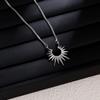 Popular retro sunflower gold-plated necklace niche design light luxury stainless steel fan-shaped collarbone chain pendant