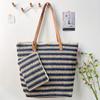 Woven Straw Tote Bag With Zipper Closure For Casual Travel And Summer Outings