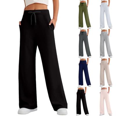 Women's Sports Fitness Pants Casual Loose High Waist Pants Drawstring Jogging Pants Women's Straight Leg Wide Leg Pants Casual Pants Yoga Pants