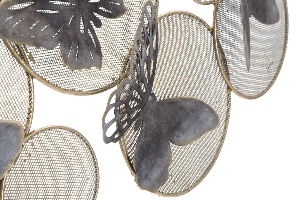 Wandpaneel aus Eisen Schmetterling Dunkel Cm 66X5X38