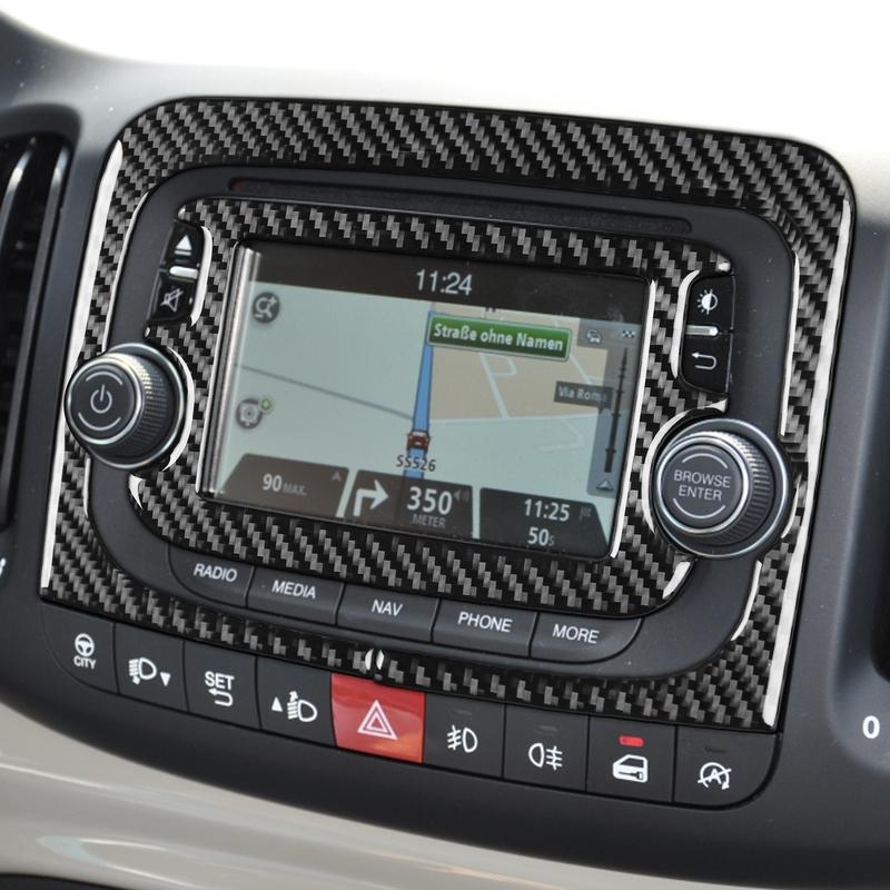 Carbon Fiber Car Accessories Center Console Radio CD Player Modified Interior Trim Soft Cover Sticker For Fiat 500L 2014-2017