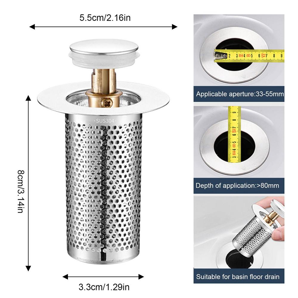 Bathroom Sink Plug Stopper Pop-Up Sink Drain Strainer Plug Sink Strainer Filter Sewer Device Shower Hair Stopper Bathroom Tool