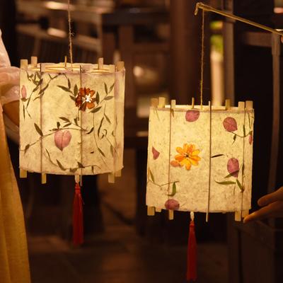 Zestaw DIY do robienia lampionów, kwiatowy lampion papierowy, drewniany, ręcznie robiony, przenośny, świecący lampion noworoczny na Święto Środka Jesieni