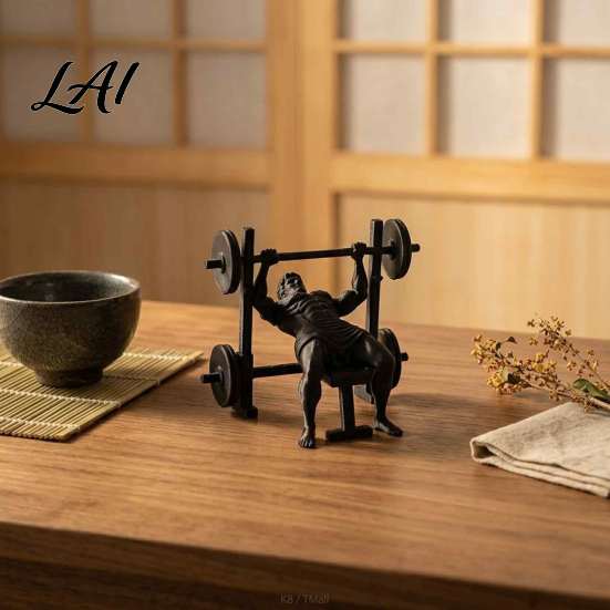 Workout Room Accessories 3D Printed Fitness Man Figurine Barbell Statue for Gym Decor Muscular Unique Muscle Statues Desktop Ornament Compact