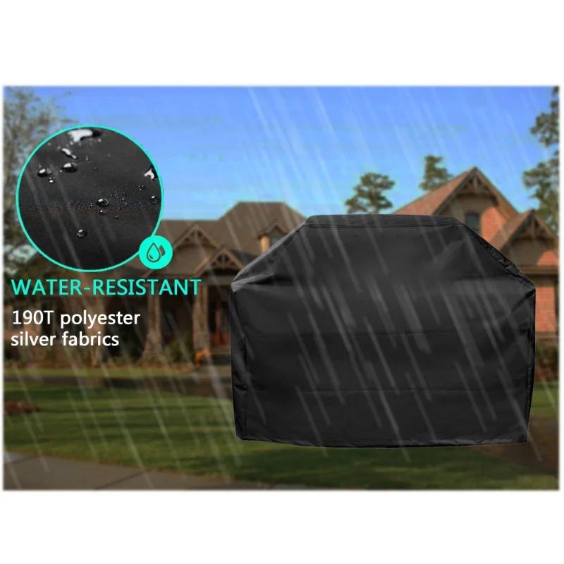 BBQ Cover Anti-Dust Waterproof Heavy Duty Grill Cover Rain Protective Round Rectangle Outdoor Barbecue Cover Accessories