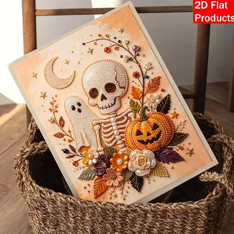 Halloween Pearl Painting Kit Pumpkin Floral Handmade DIY Home Decoration Painting