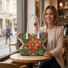 Vibrant Ethnic Patterned Tote Bag Casual Shoulder Handbag for Daily Use