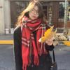 Scarf women's winter new plaid Christmas red student versatile warm thickened scarf shawl advanced sense