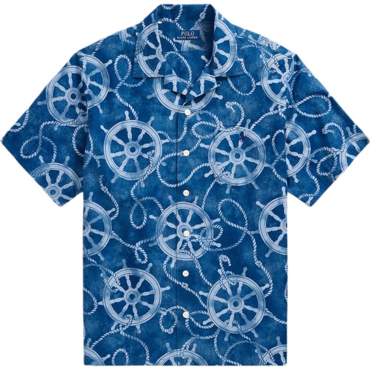 

Polo Ralph Lauren FW24 Wheel Pattern Printed Single-Breasted Short Sleeve Shirt Men shirts Blue MNPOWOV1N820829-999 M