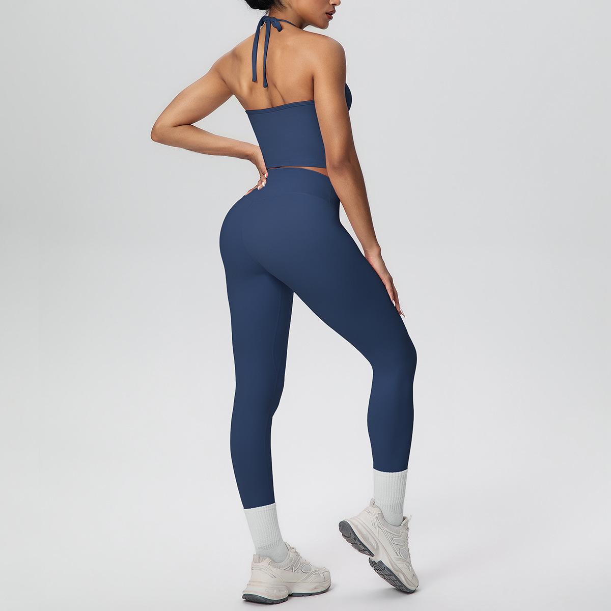 

Women s Cross-Back Sports Bra & High-Waisted Peach Yoga Pants Set Extra Large