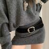 Large Oval Buckle Faux Suede Waist Belt Soft Waistband Fashion Wide Waist Belt  Women