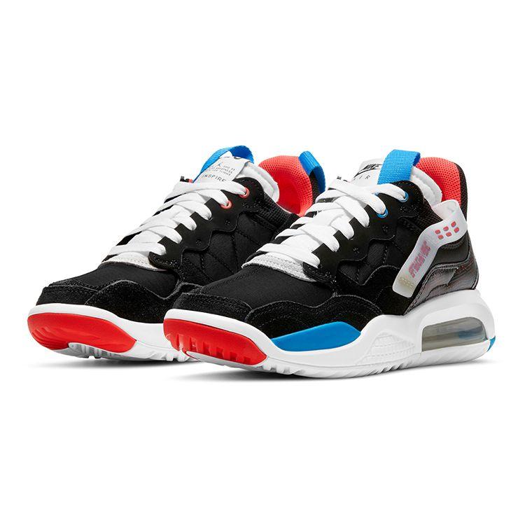 Jordan MA2 Syntetická kůže Barevný blok Látka Protiskluzové Tlumení nárazů Odolné proti opotřebení Nízké tenisky Dětské tenisky Černá Modrá Červená CZ9708-014