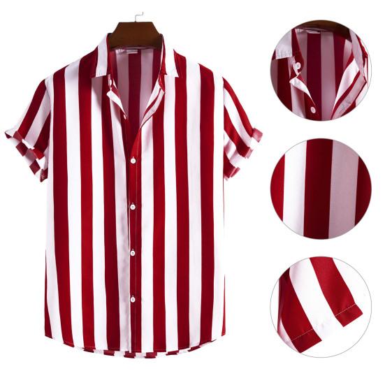 Cămașă pentru bărbați, cu dungi Hawaii, nasturi de vară, cămașă Good Touch, îmbrăcăminte de plajă