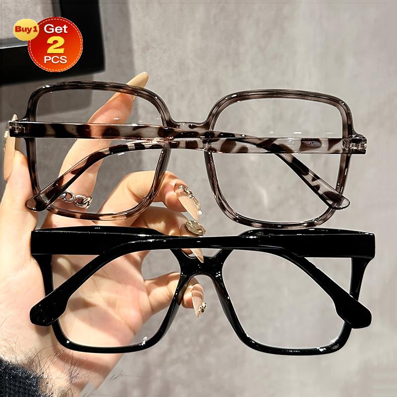 1PCS Square Black Leopard Frame Clear Glasses For Daily Reading Life Back To School Decoration