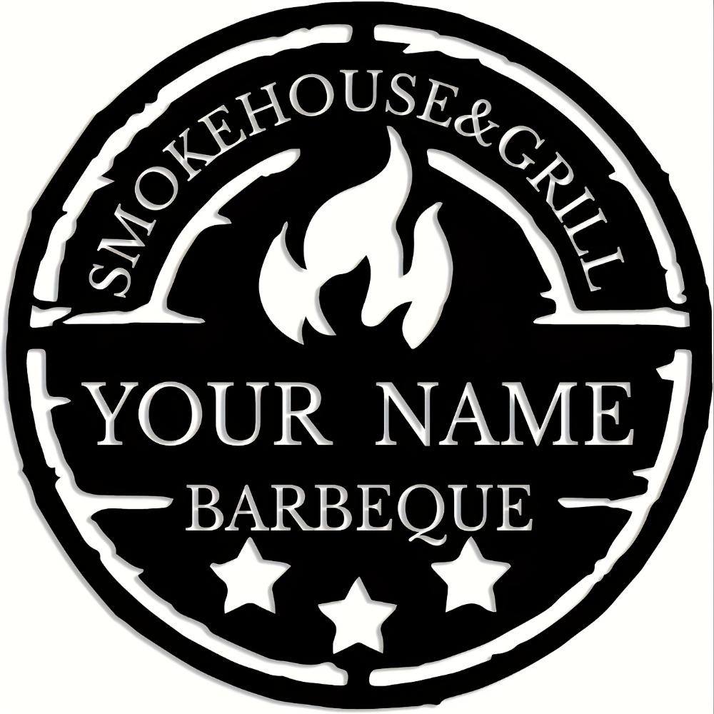 Distinct Personalized Retro Metal BBQ Sign Custom Name Grill Master Flame Star Wall Decor Outdoor