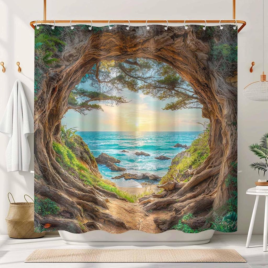 Adorable Cats Shower Curtain Set Cozy Plant Pot Design Waterproof Bathroom Shower Curtain Cute Feline Group Print Charming Home